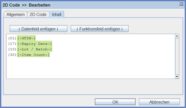 Eingabe von GS1-Informationen